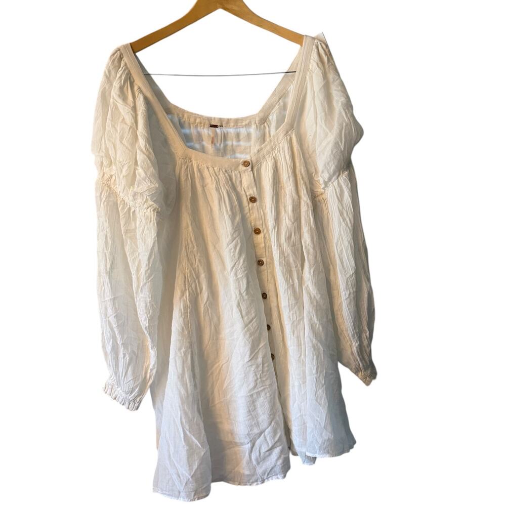 Free People gauze babydoll oversized dress sz L pocketd - Picture 5 of 7